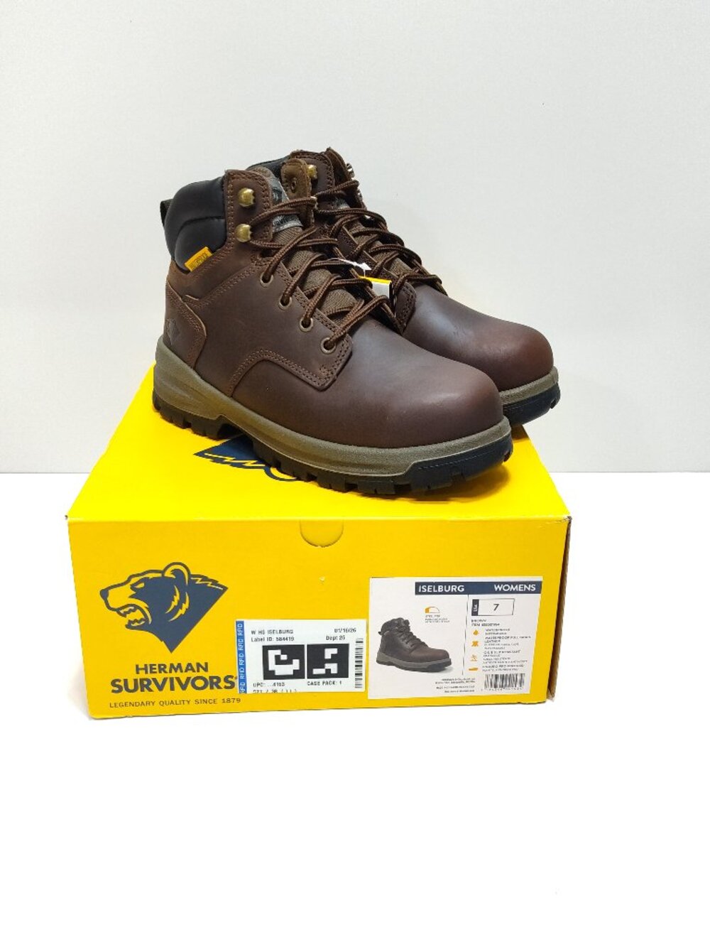 Herman Survivors Womens Iselburg Brown Steel Toe Waterproof Work Boots Size 7